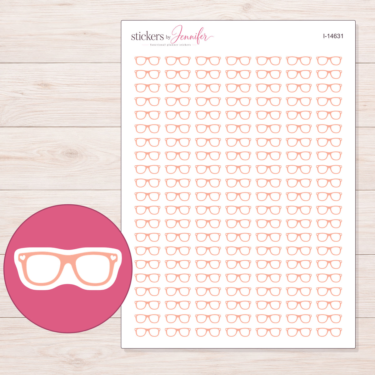 I-14631 planner sticker sheet with enlarged sticker detail