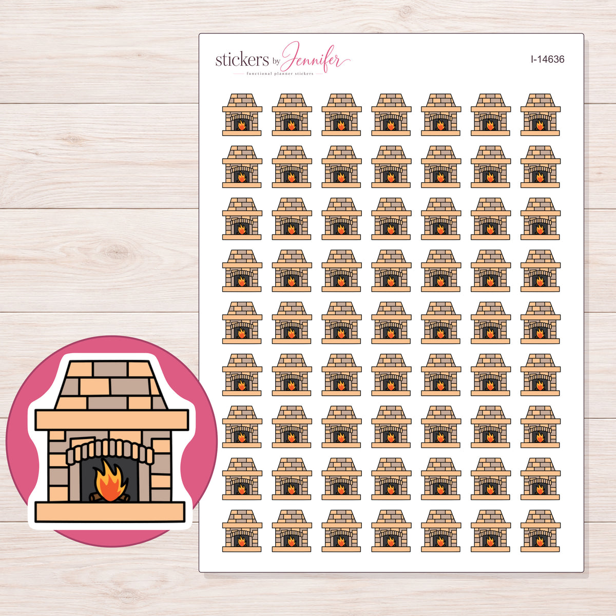 I-14636 planner sticker sheet with enlarged sticker detail