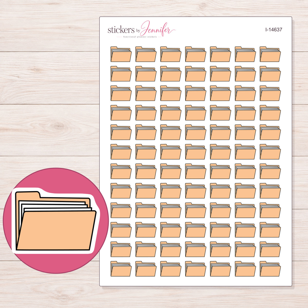 I-14637 planner sticker sheet with enlarged sticker detail