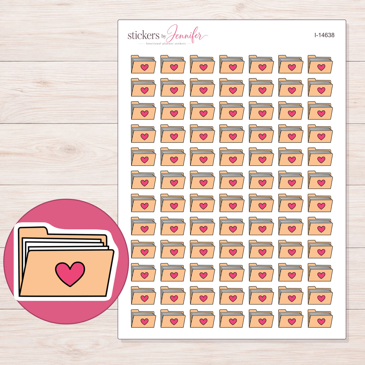 I-14638 planner sticker sheet with enlarged sticker detail