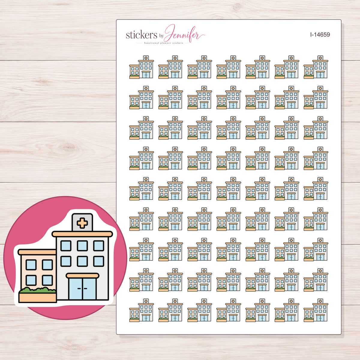 I-14659 planner sticker sheet with enlarged sticker detail