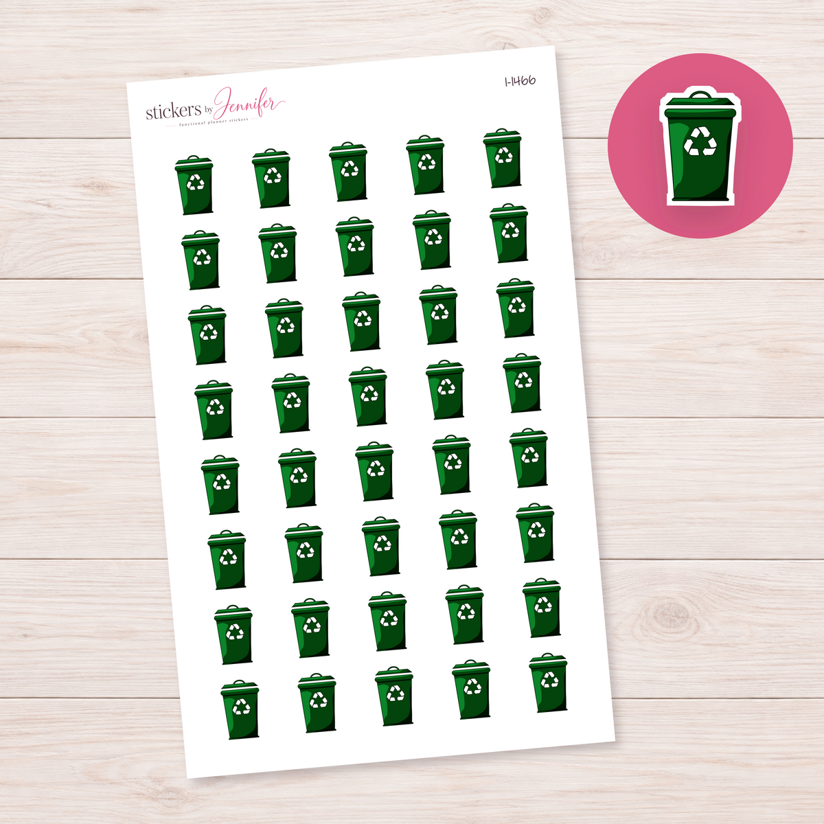 Green Recycling Bin Planner Stickers | I-1466