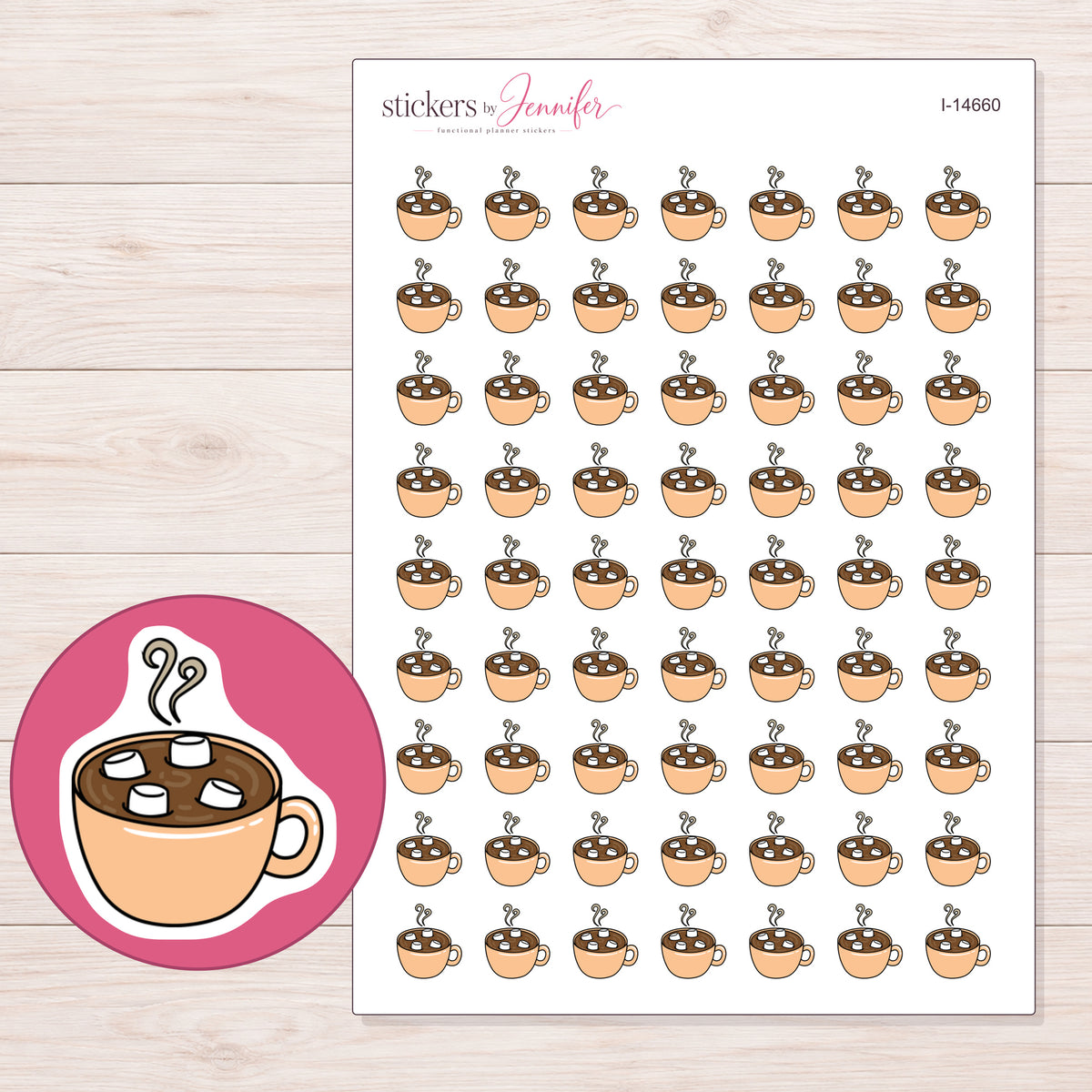 I-14660 planner sticker sheet with enlarged sticker detail