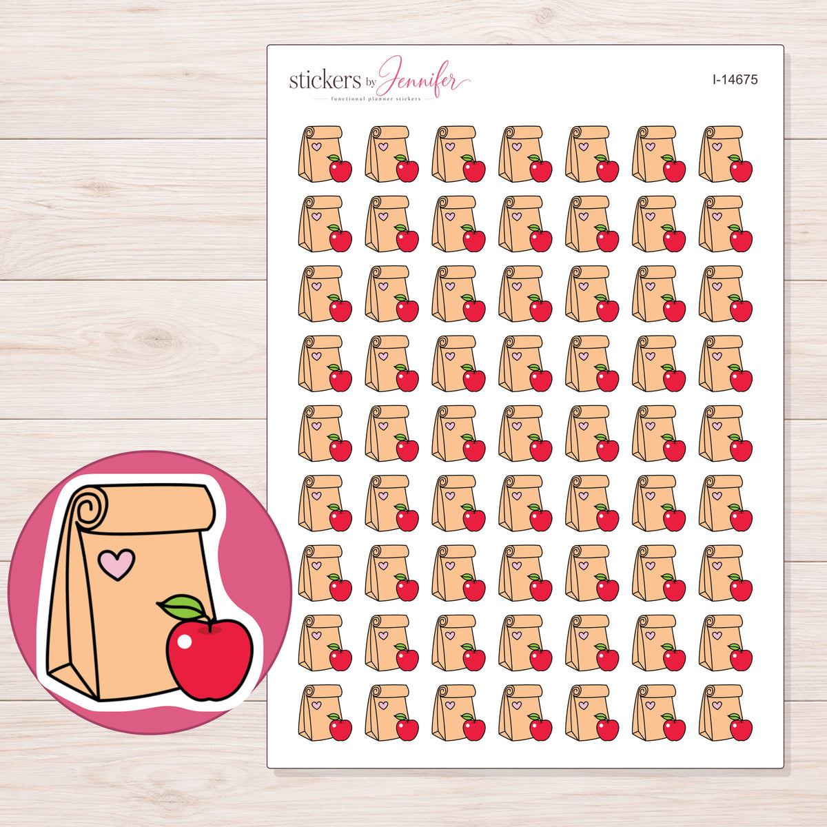 I-14675 planner sticker sheet with enlarged sticker detail