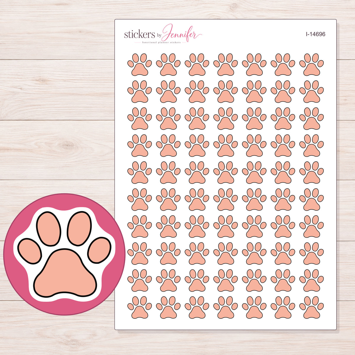 I-14696 planner sticker sheet with enlarged sticker detail