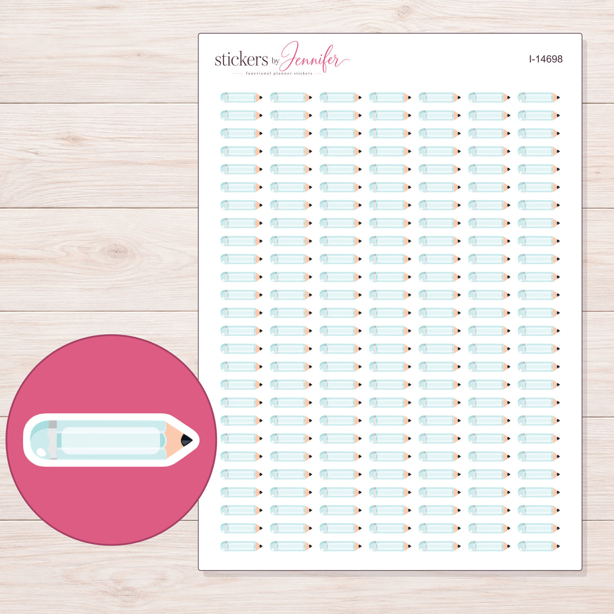 I-14698 planner sticker sheet with enlarged sticker detail