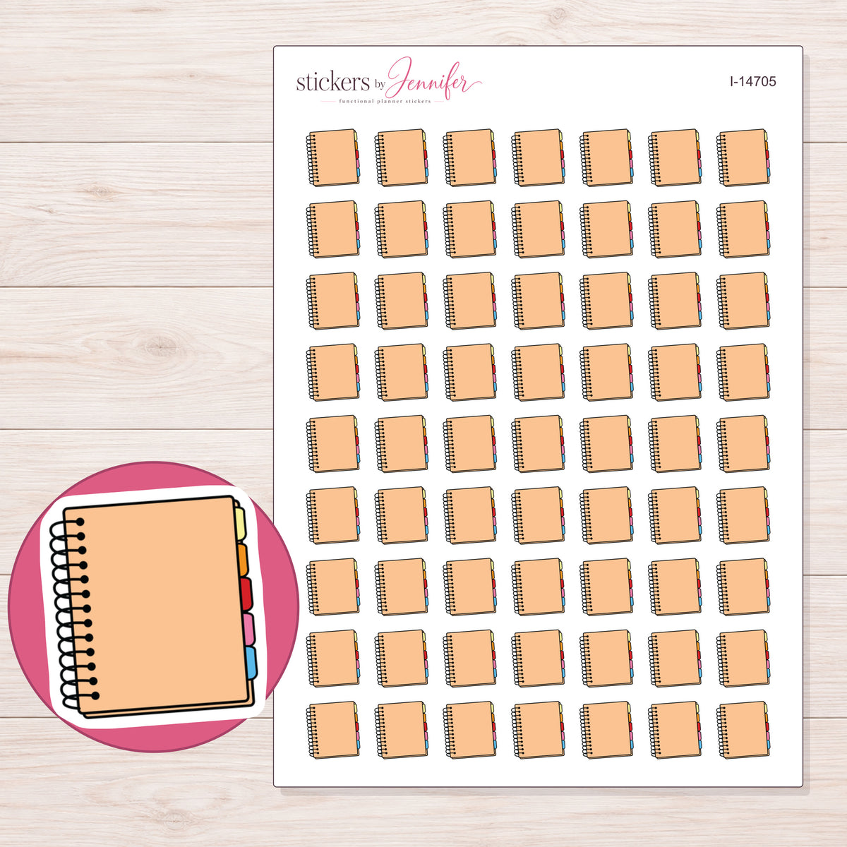 I-14705 planner sticker sheet with enlarged sticker detail