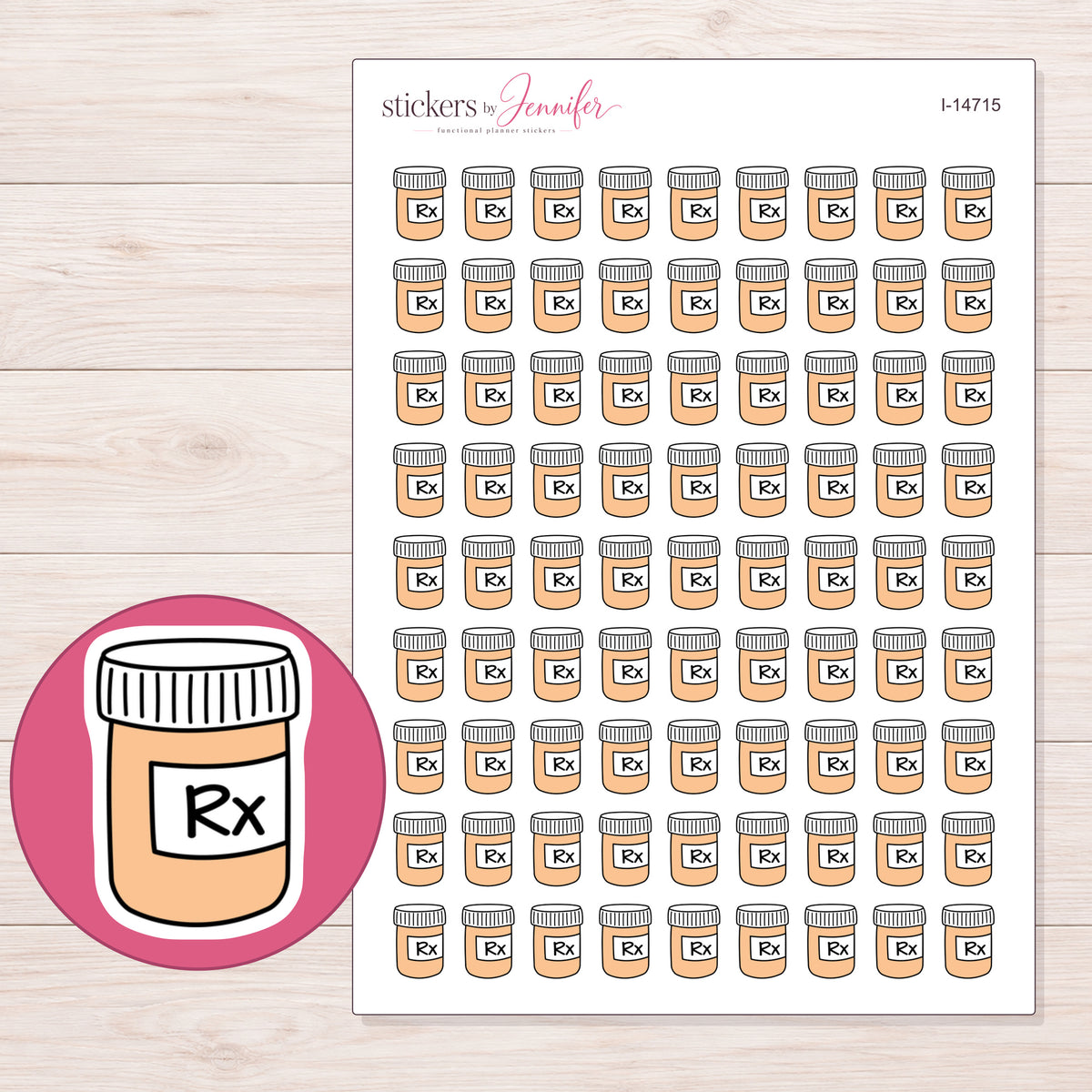 I-14715 planner sticker sheet with enlarged sticker detail