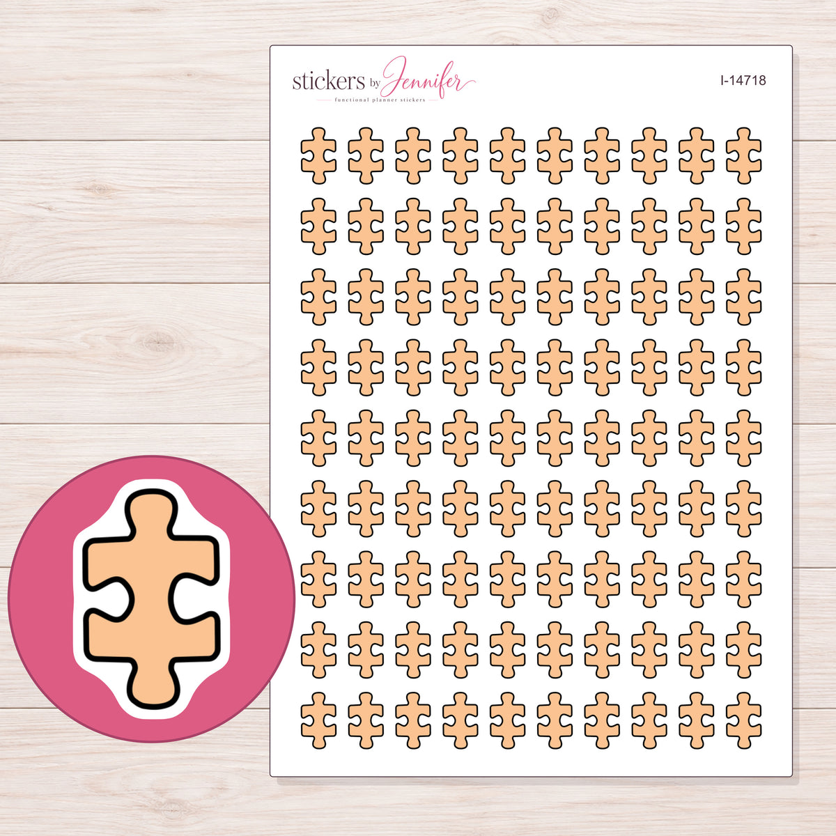 I-14718 planner sticker sheet with enlarged sticker detail