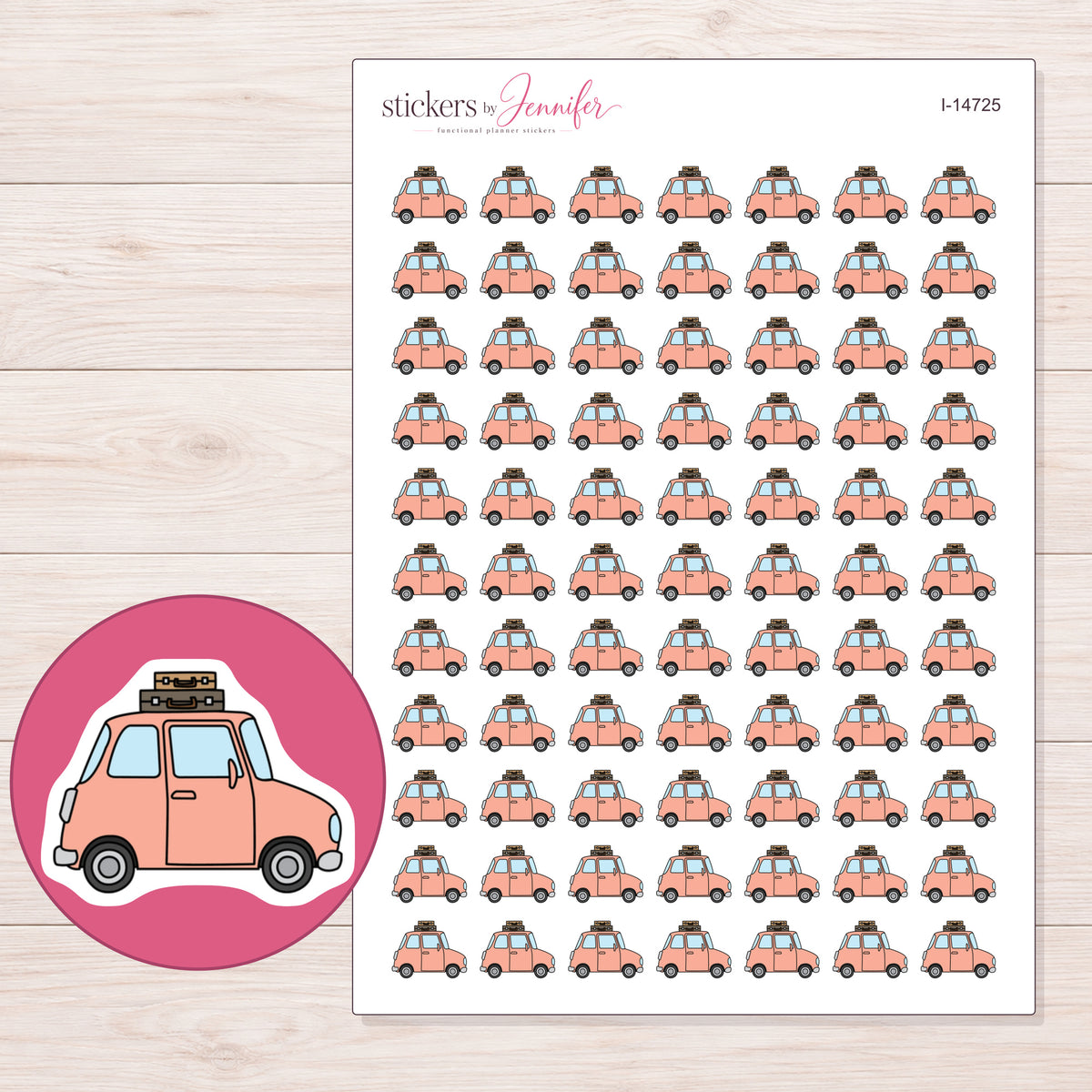I-14725 planner sticker sheet with enlarged sticker detail