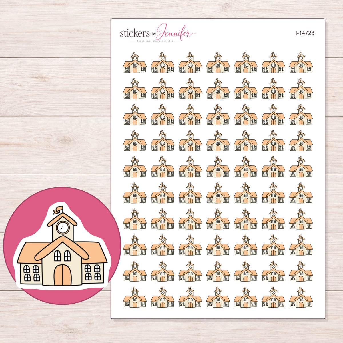 I-14728 planner sticker sheet with enlarged sticker detail