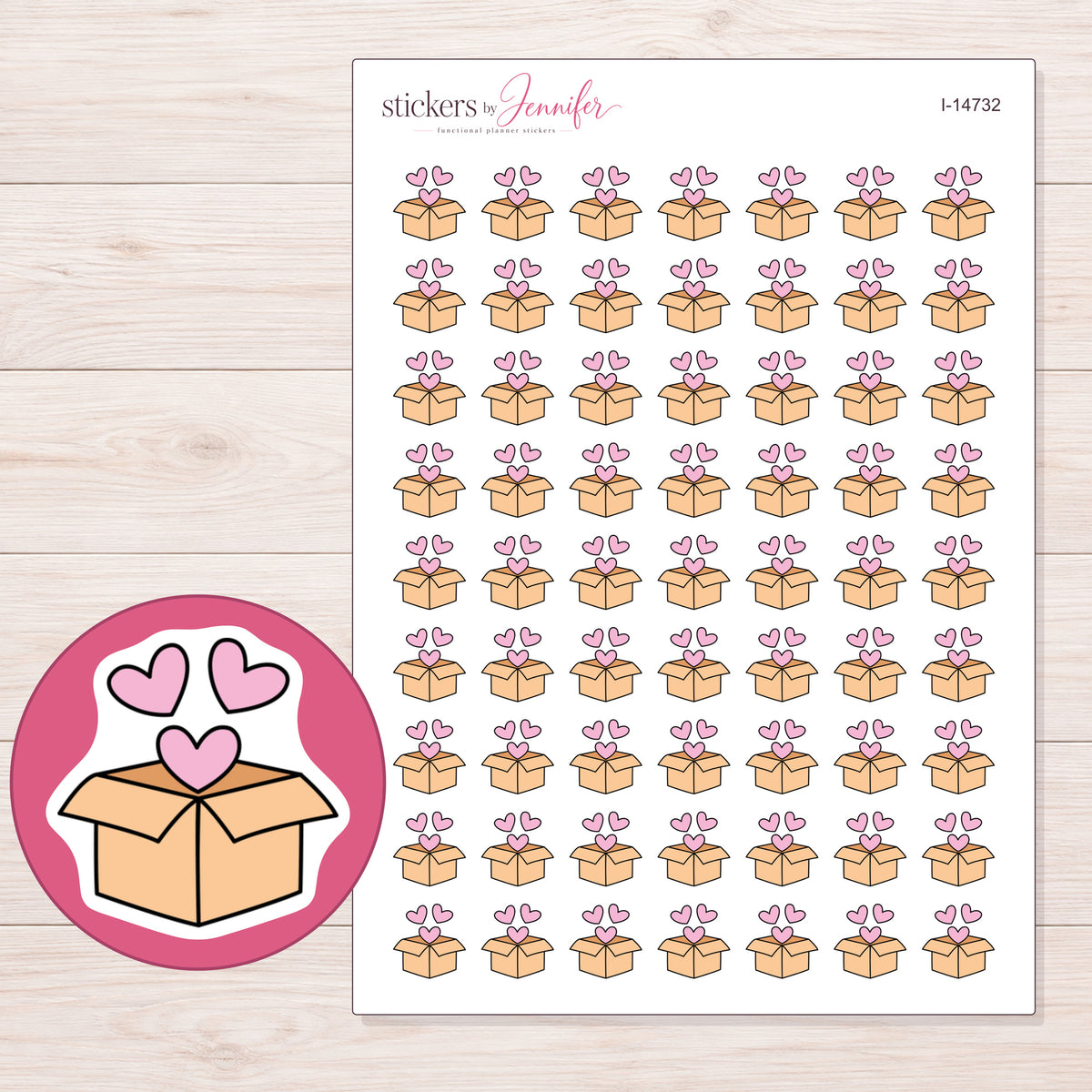 I-14732 planner sticker sheet with enlarged sticker detail