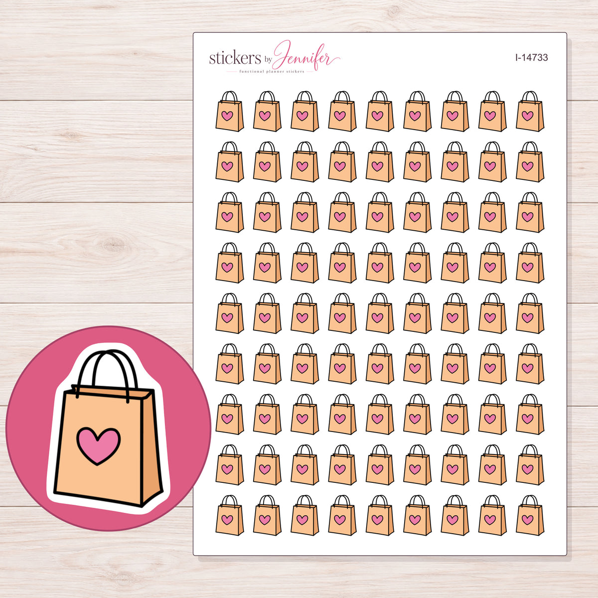 I-14733 planner sticker sheet with enlarged sticker detail