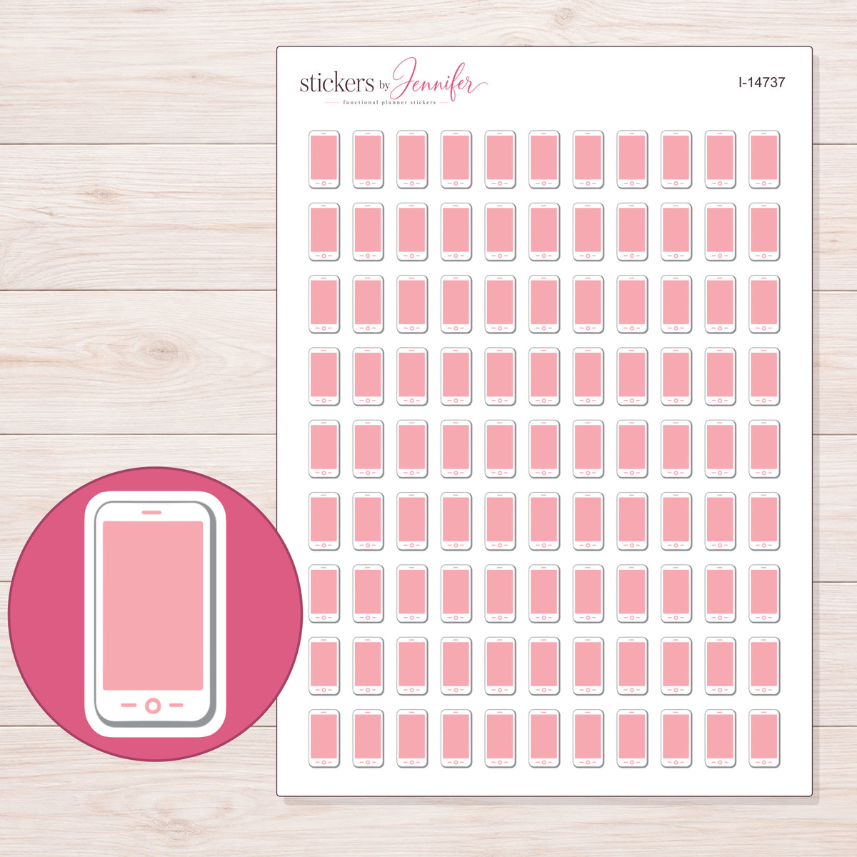 I-14737 planner sticker sheet with enlarged sticker detail
