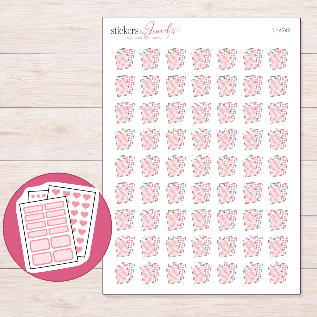 I-14743 planner sticker sheet with enlarged sticker detail