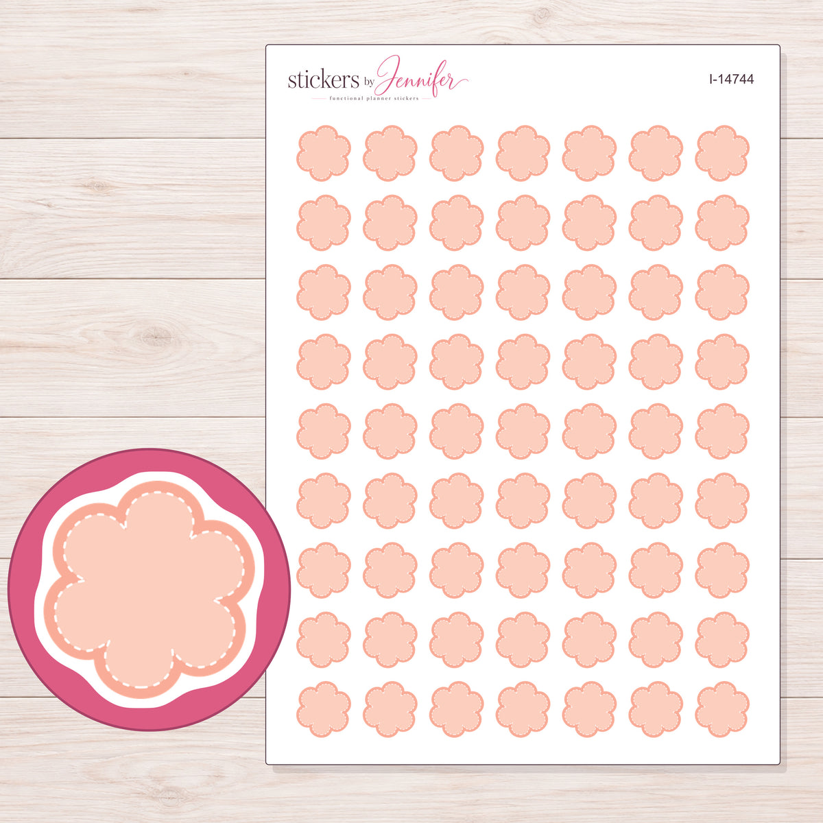 I-14744 planner sticker sheet with enlarged sticker detail
