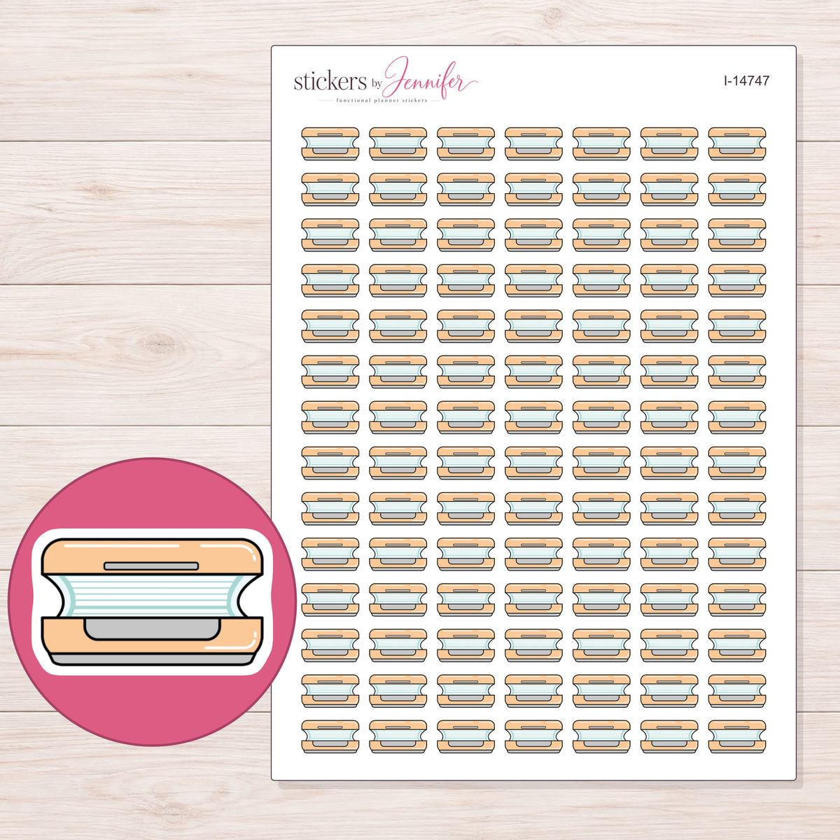 I-14747 planner sticker sheet with enlarged sticker detail