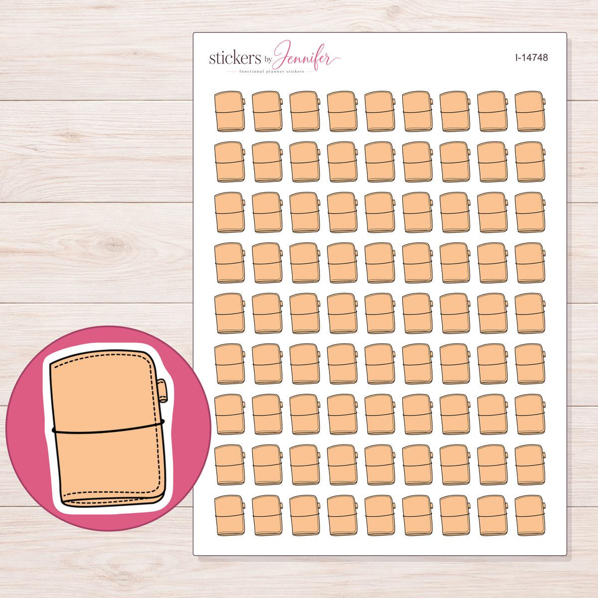 I-14748 planner sticker sheet with enlarged sticker detail