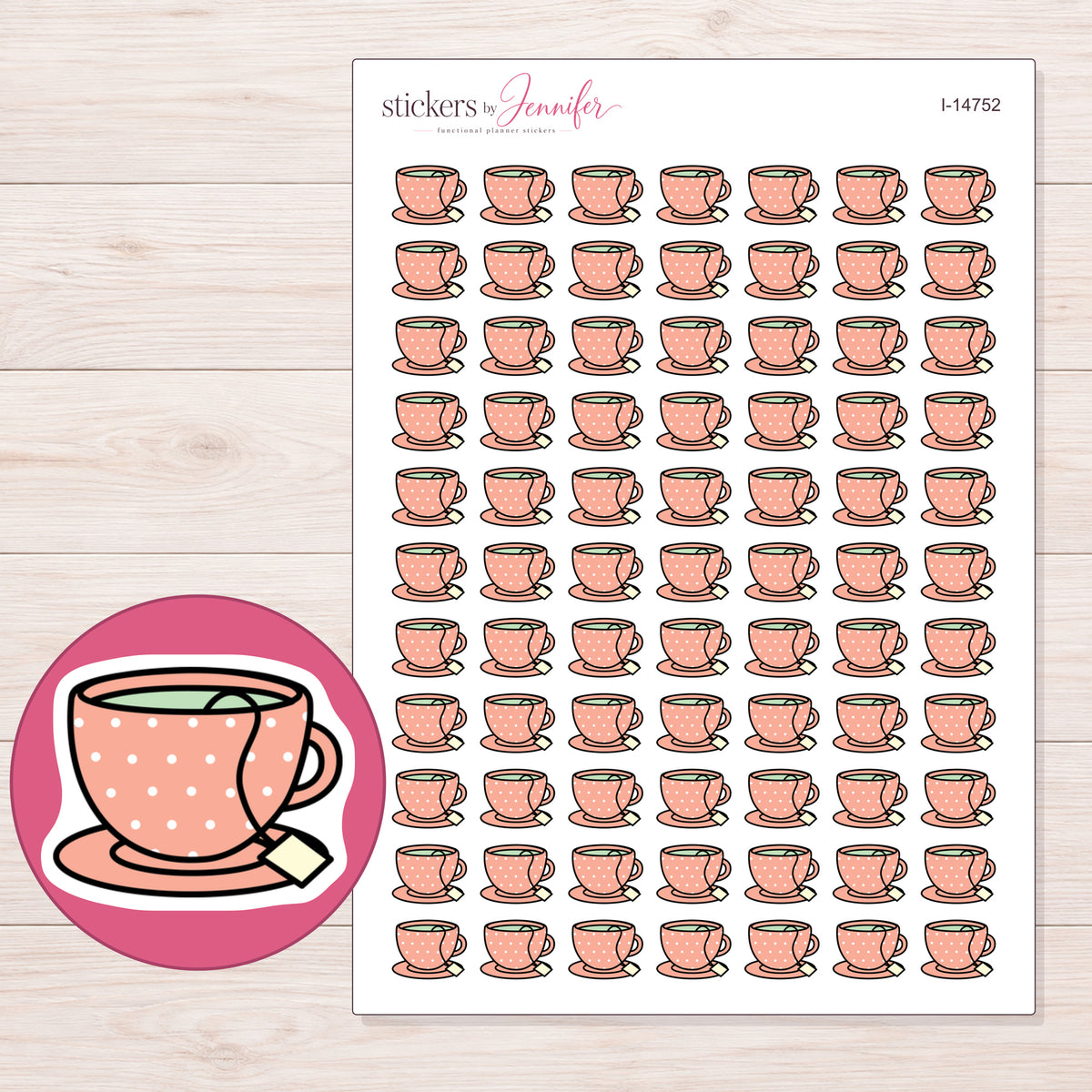 I-14752 planner sticker sheet with enlarged sticker detail