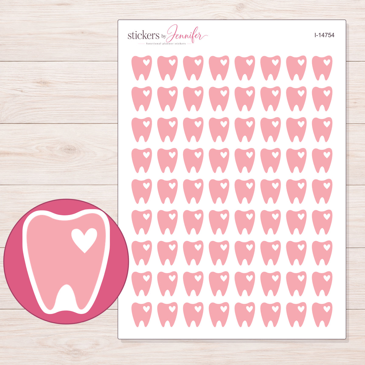 I-14754 planner sticker sheet with enlarged sticker detail