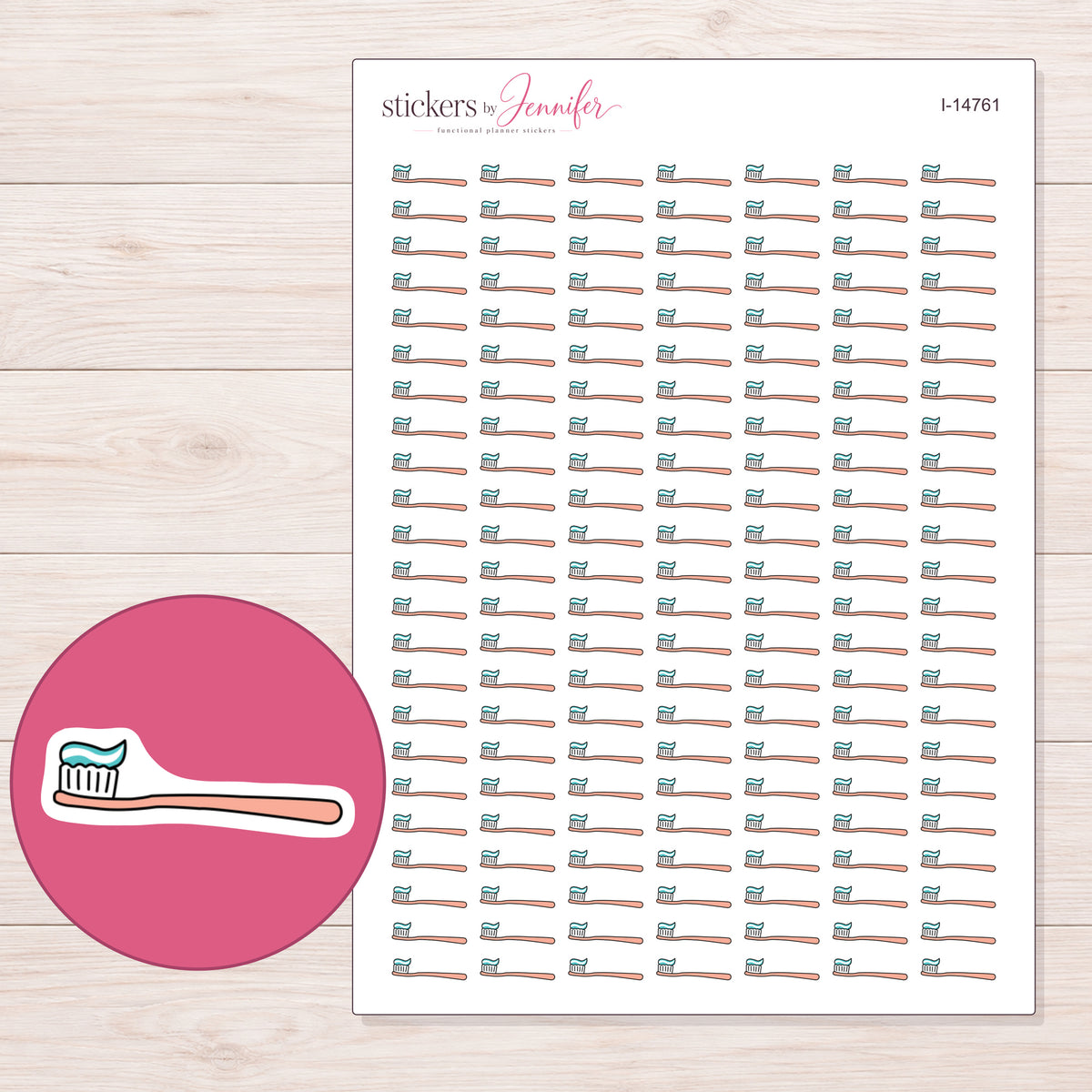 I-14761 planner sticker sheet with enlarged sticker detail
