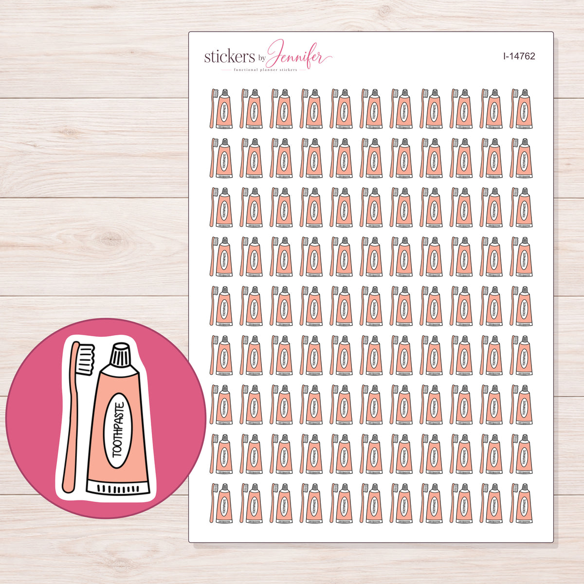 I-14762 planner sticker sheet with enlarged sticker detail