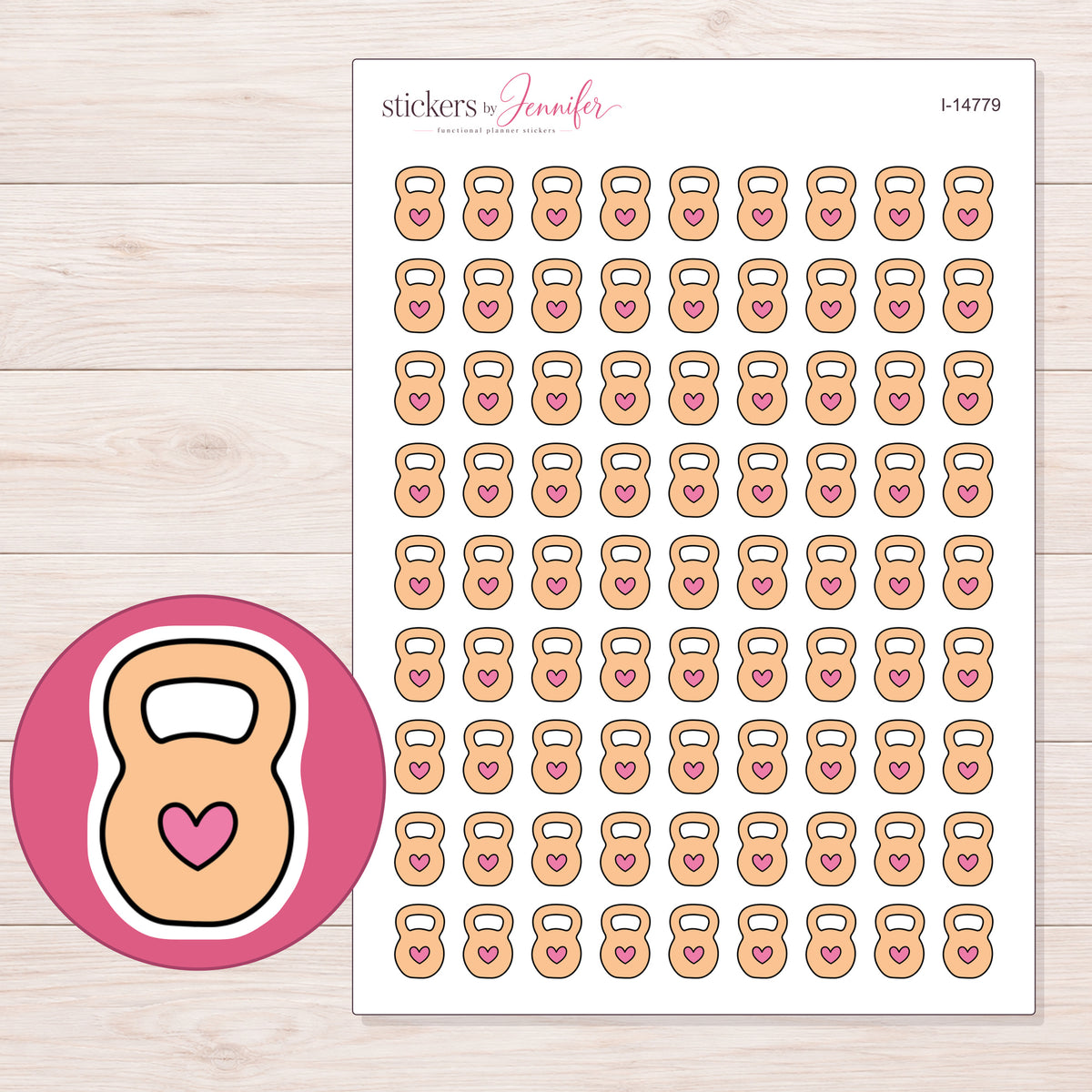 I-14779 planner sticker sheet with enlarged sticker detail