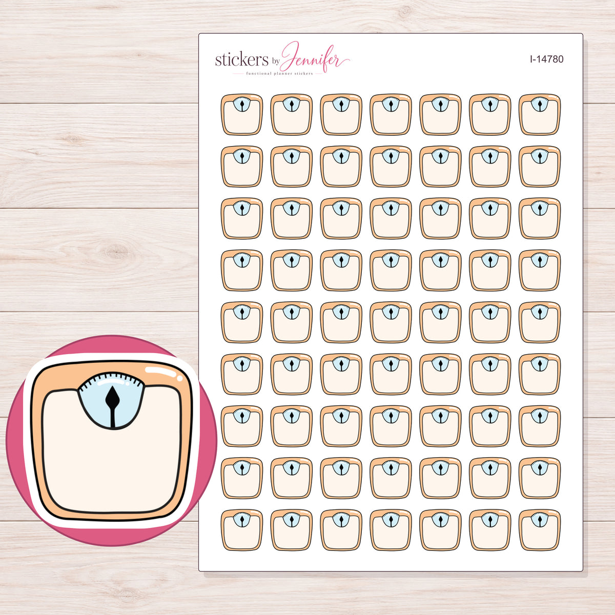 I-14780 planner sticker sheet with enlarged sticker detail