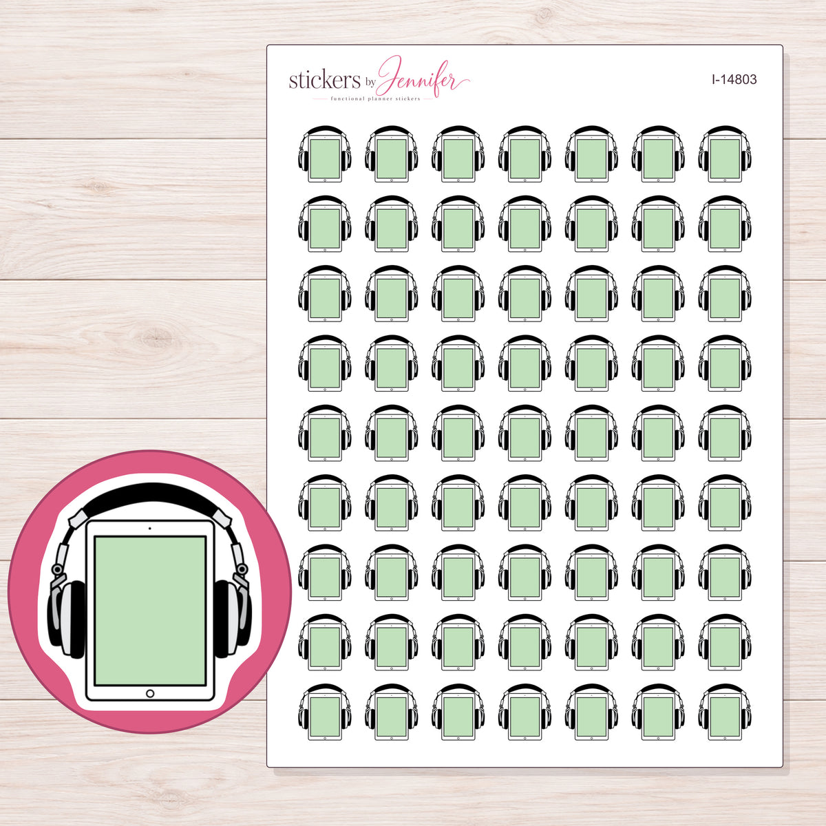 I-14803 planner sticker sheet with enlarged sticker detail