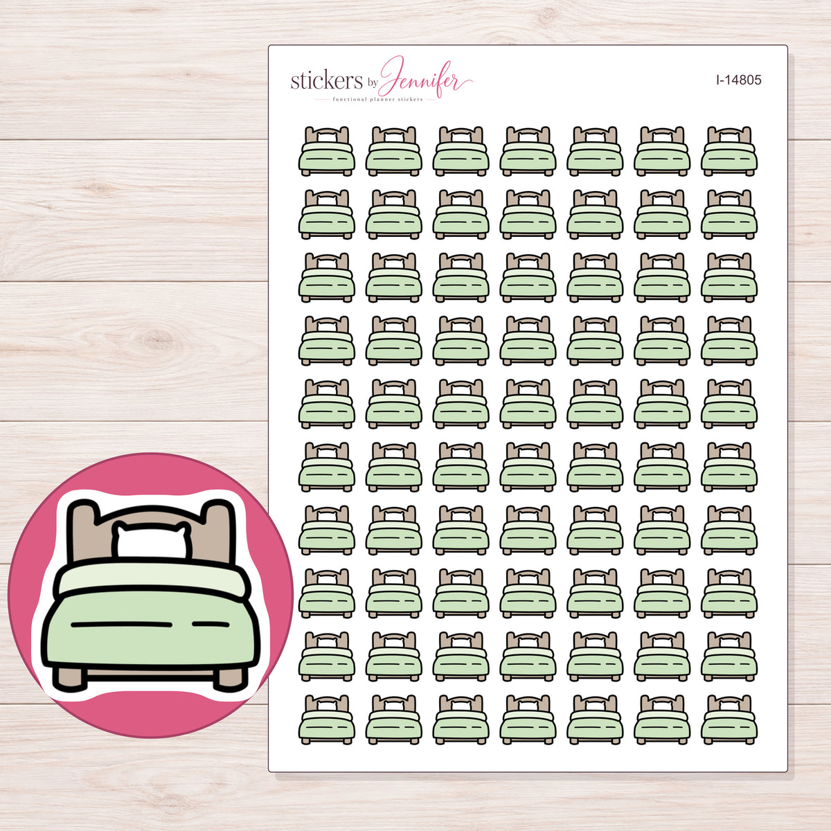 I-14805 planner sticker sheet with enlarged sticker detail