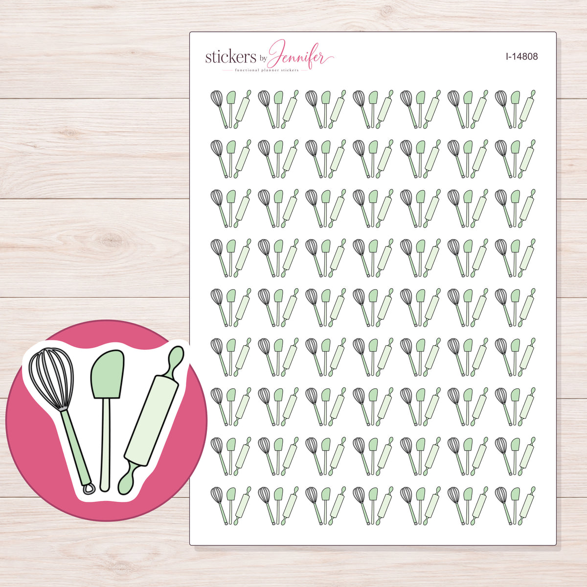 I-14808 planner sticker sheet with enlarged sticker detail