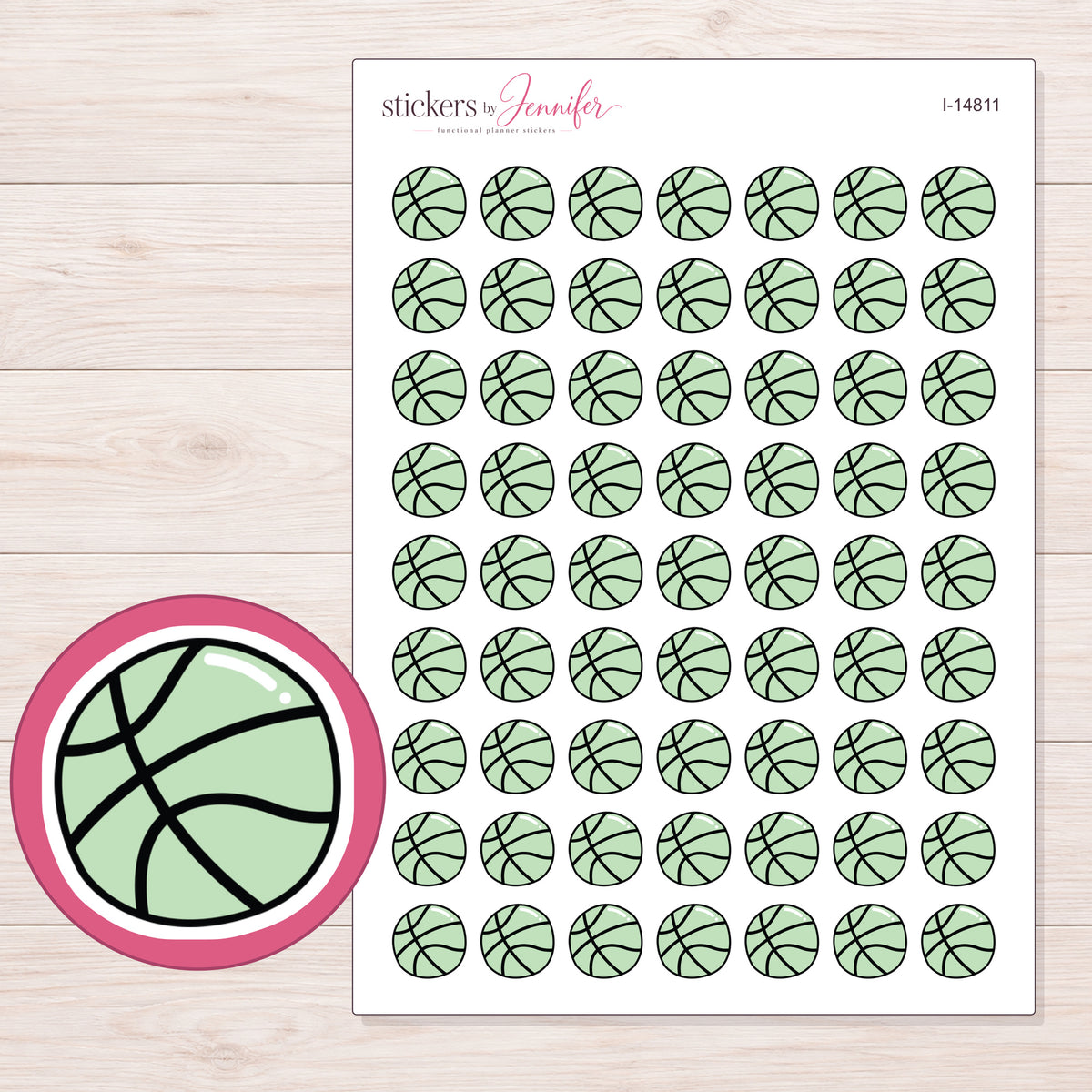 I-14811 planner sticker sheet with enlarged sticker detail