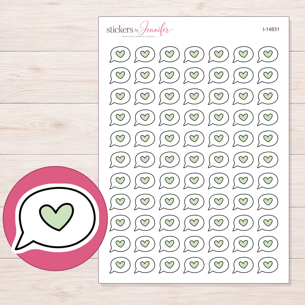 I-14831 planner sticker sheet with enlarged sticker detail