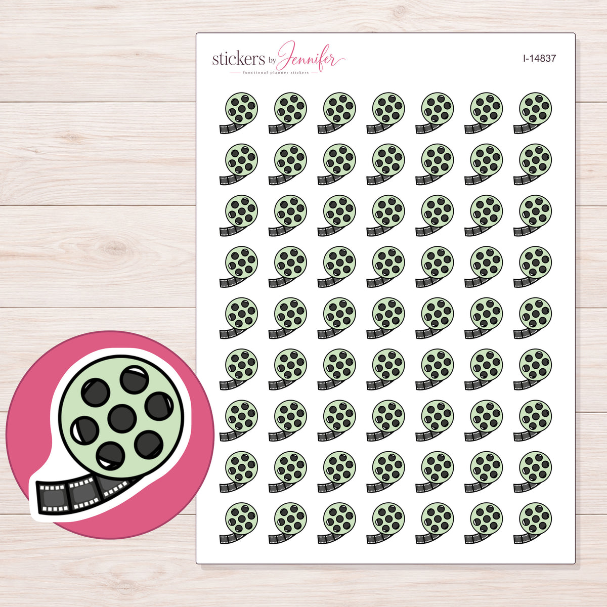 I-14837 planner sticker sheet with enlarged sticker detail