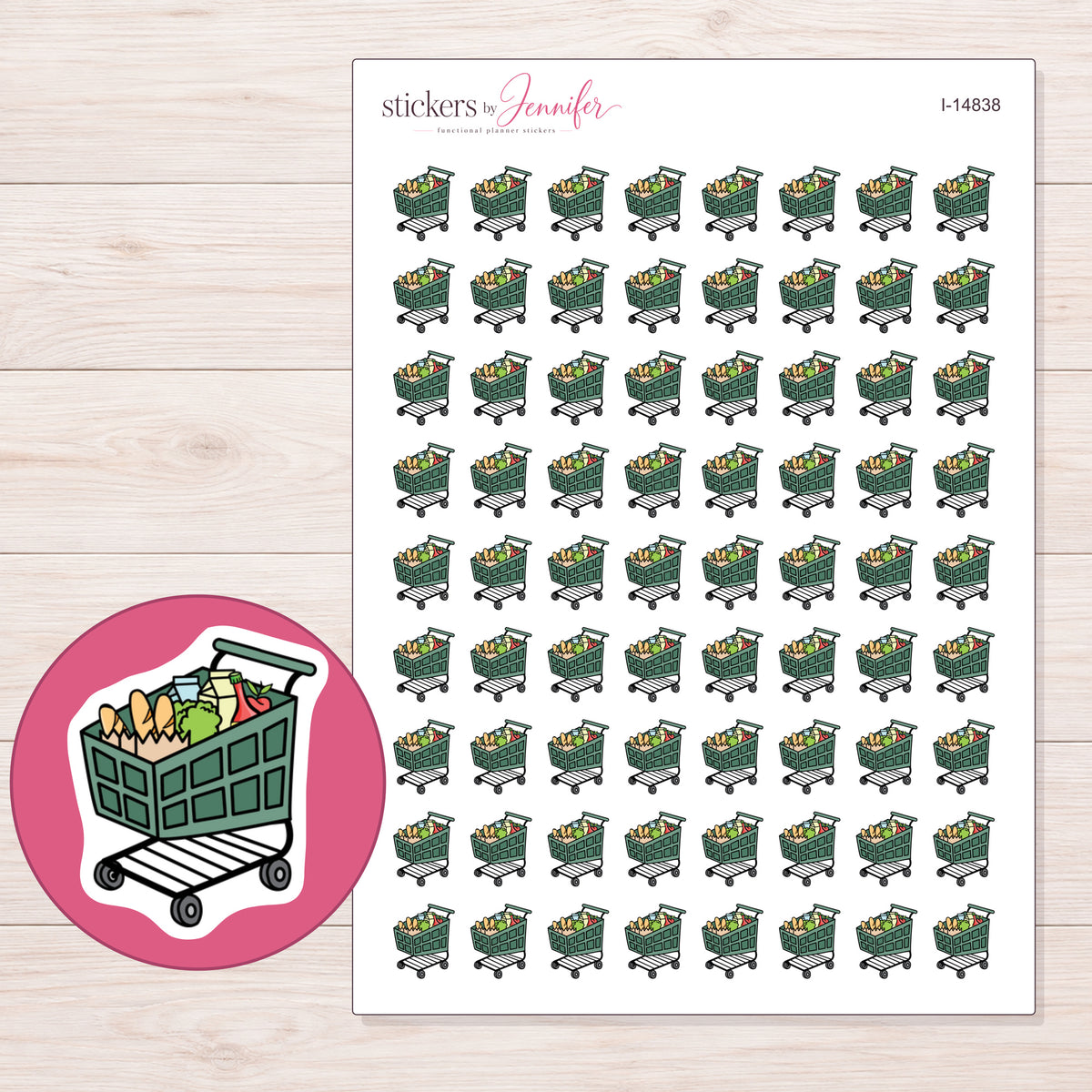I-14838 planner sticker sheet with enlarged sticker detail