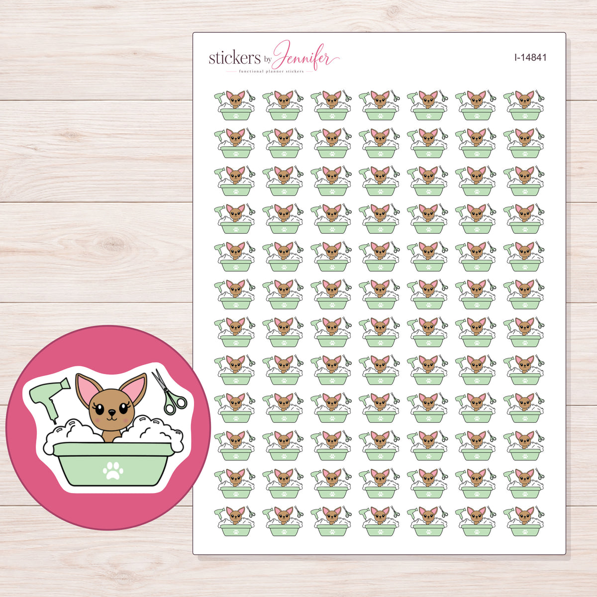 I-14841 planner sticker sheet with enlarged sticker detail