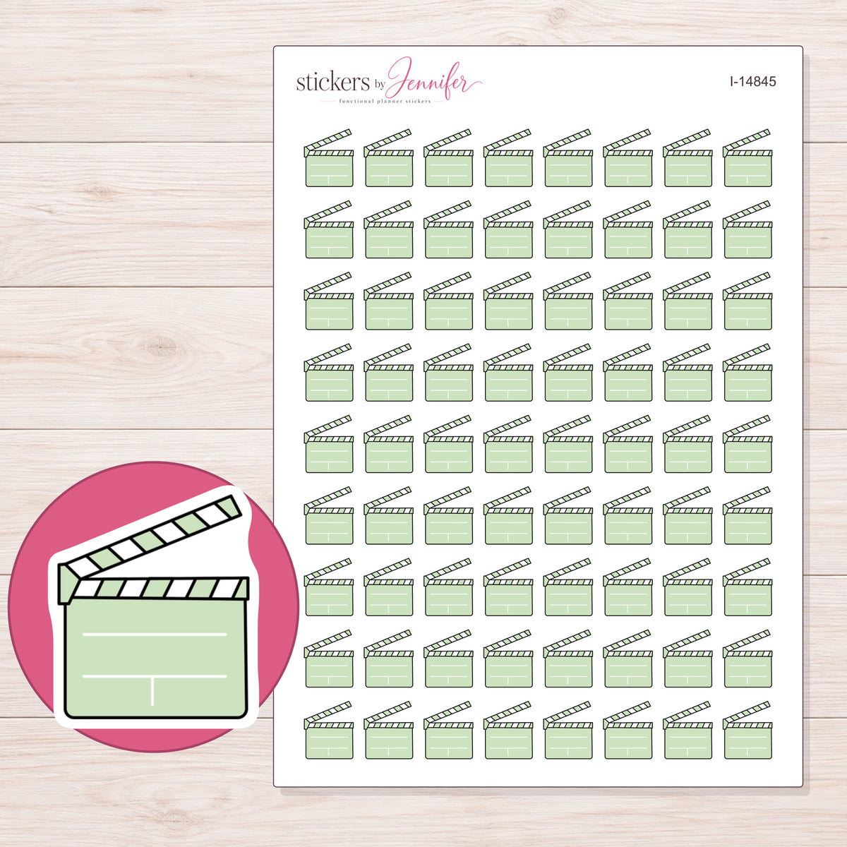 I-14845 planner sticker sheet with enlarged sticker detail