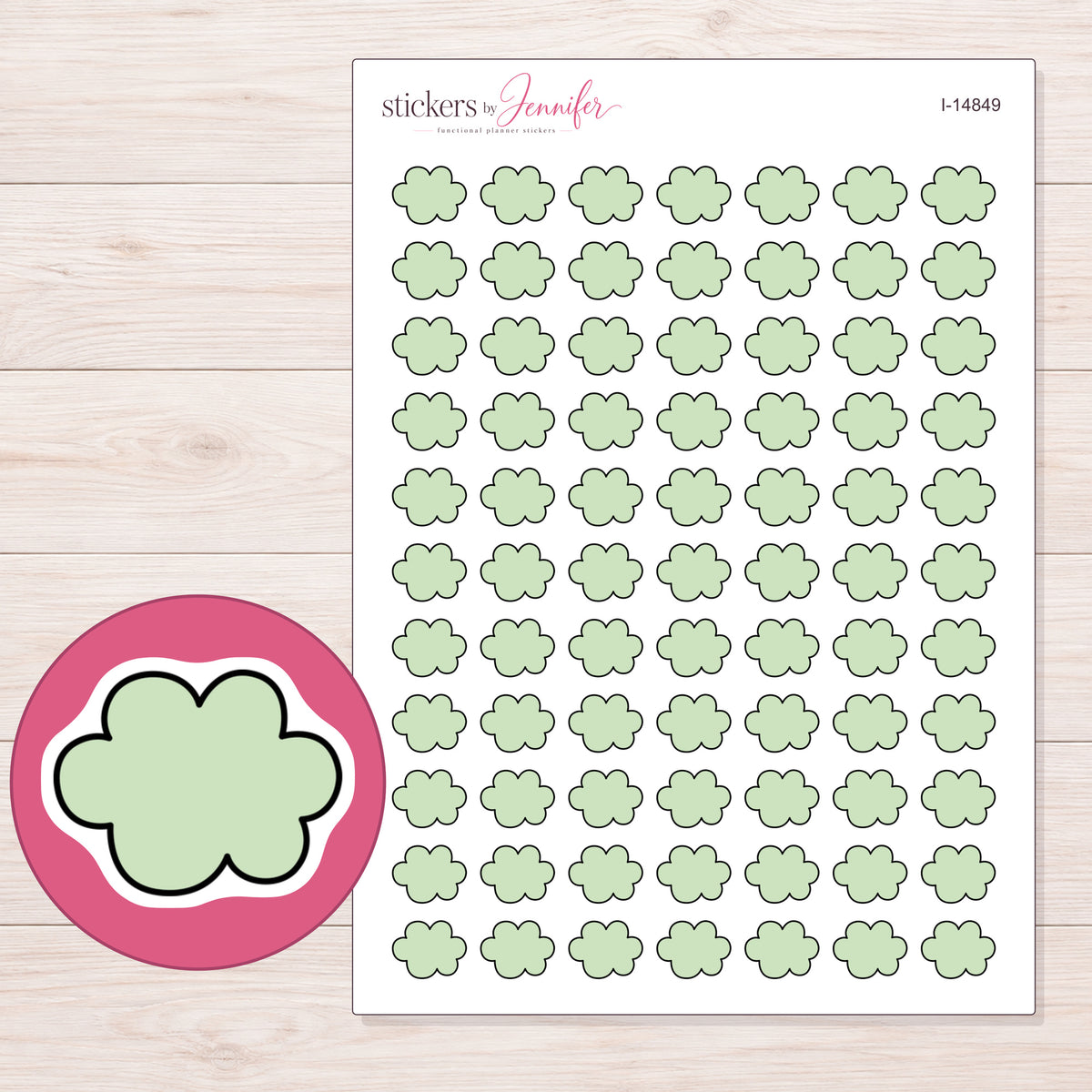 I-14849 planner sticker sheet with enlarged sticker detail
