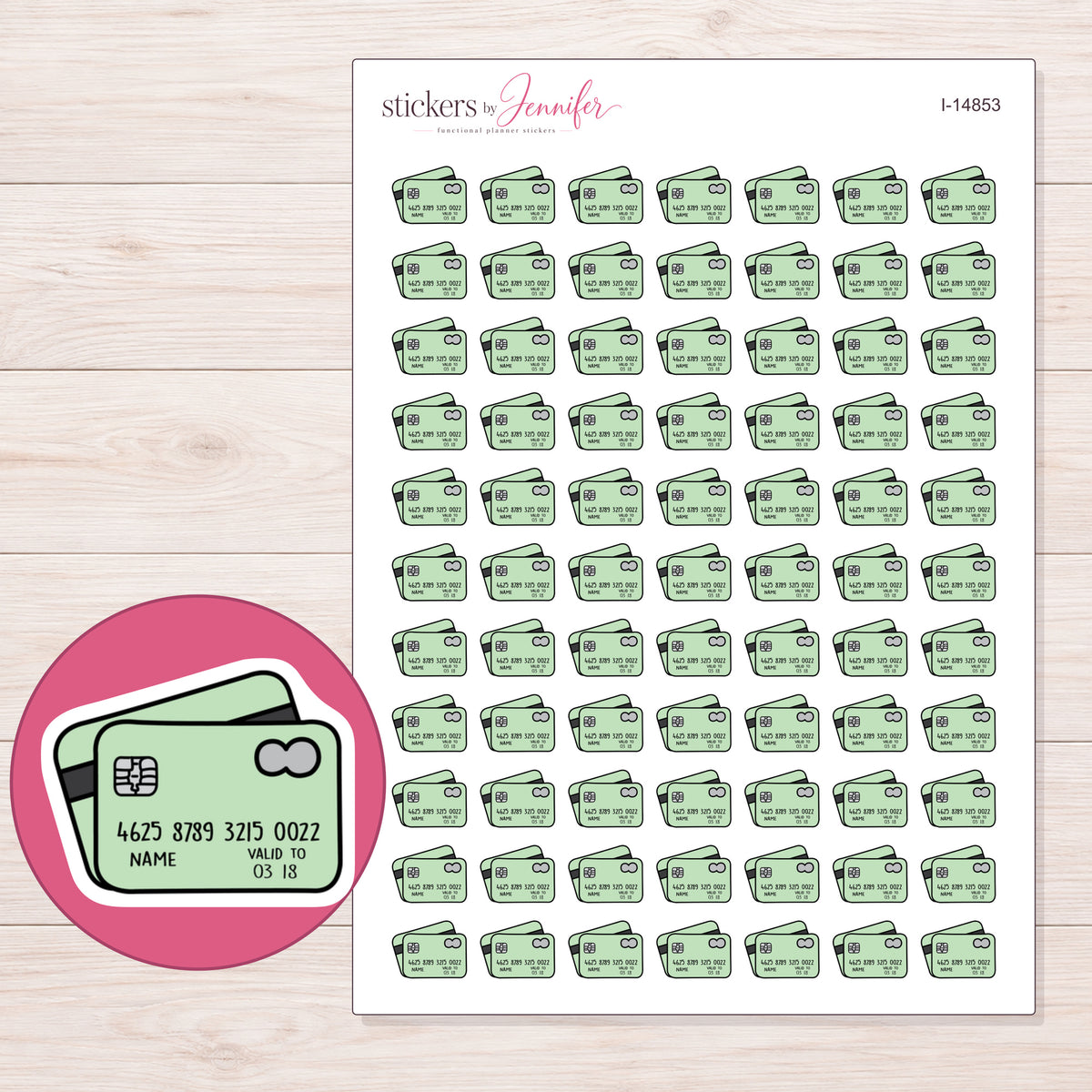 I-14853 planner sticker sheet with enlarged sticker detail