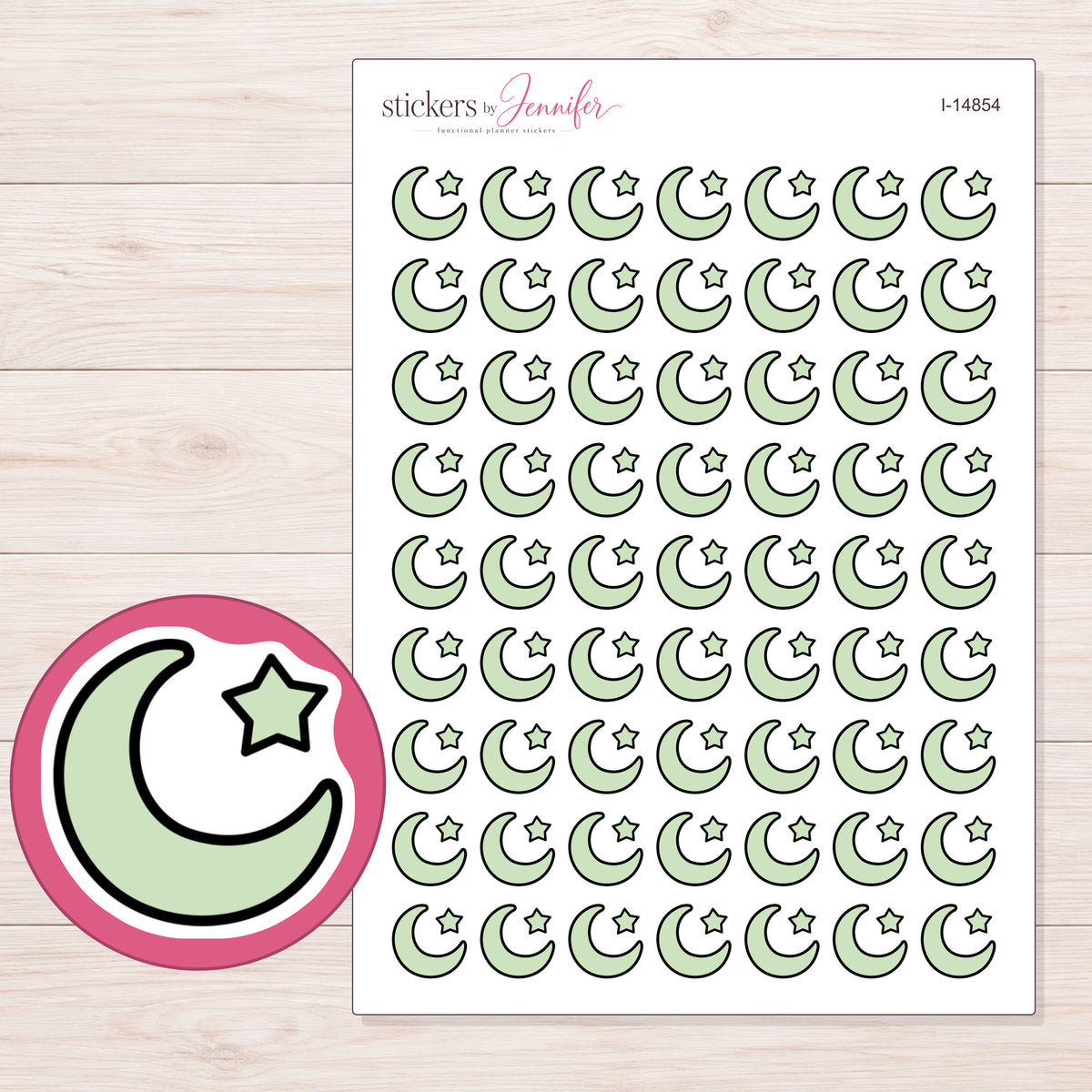 I-14854 planner sticker sheet with enlarged sticker detail