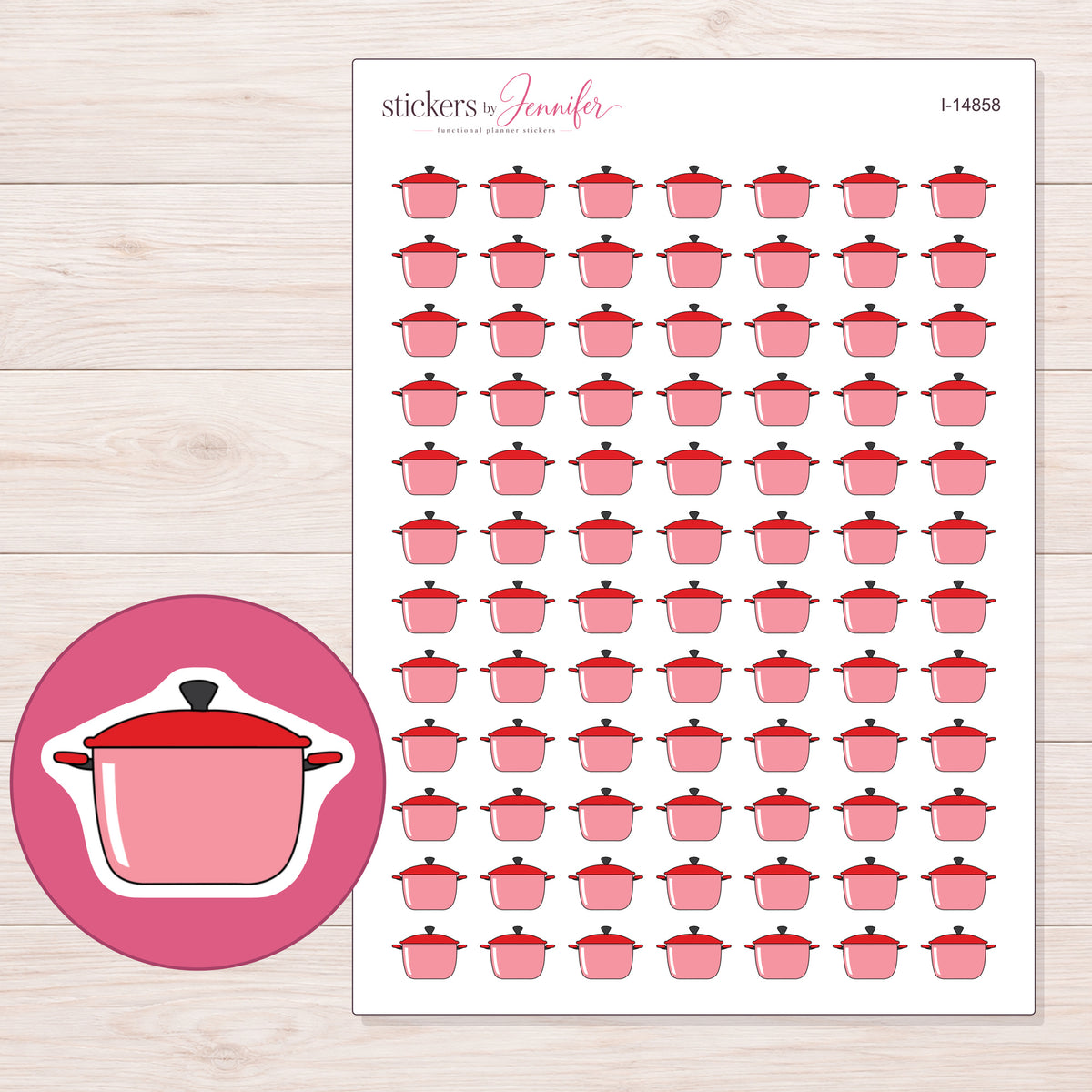 I-14858 planner sticker sheet with enlarged sticker detail