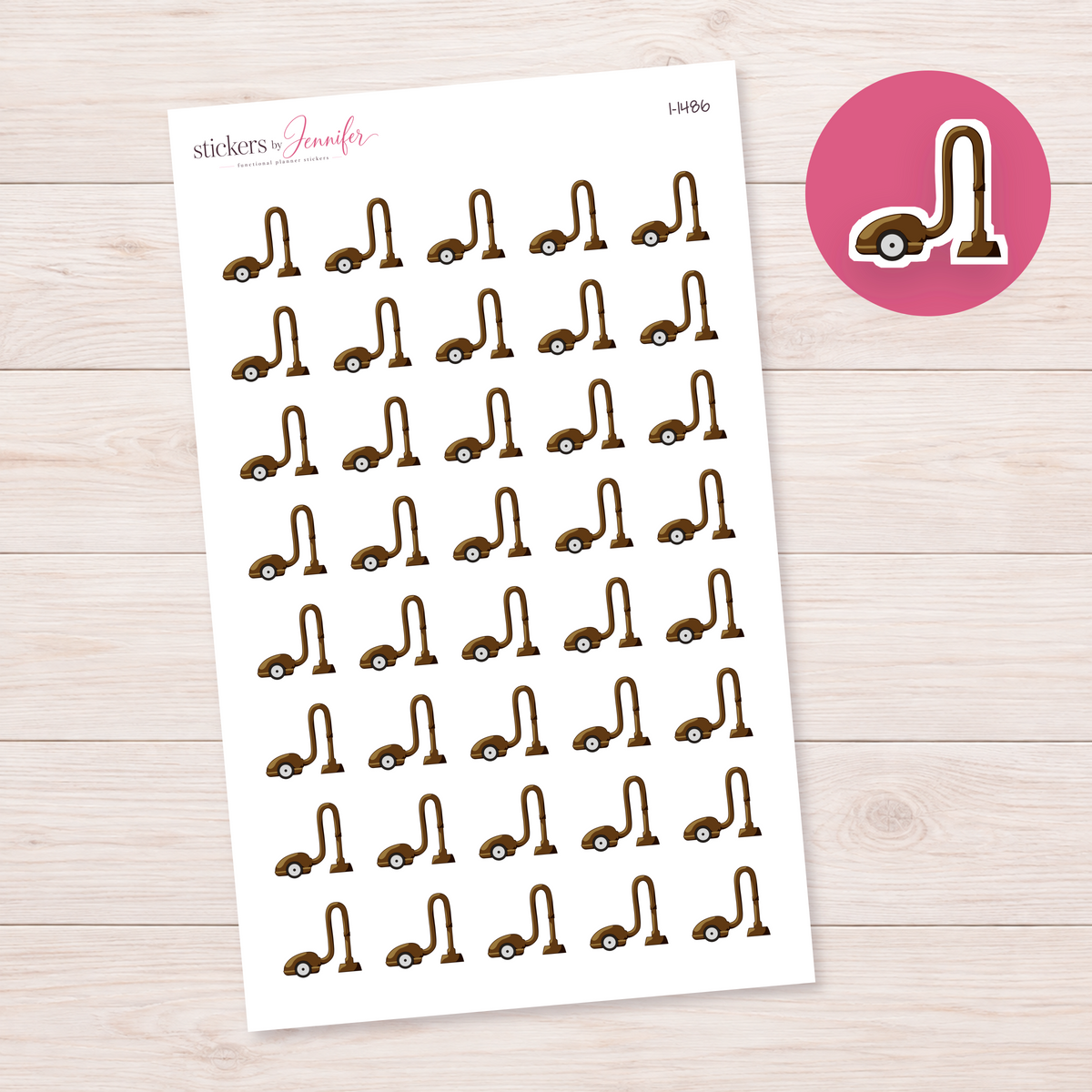 Brown Vacuum Cleaner Planner Stickers | I-1486