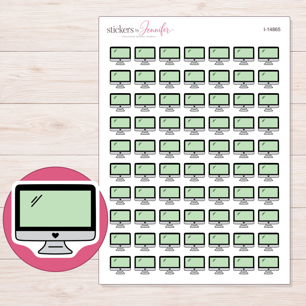 I-14865 planner sticker sheet with enlarged sticker detail