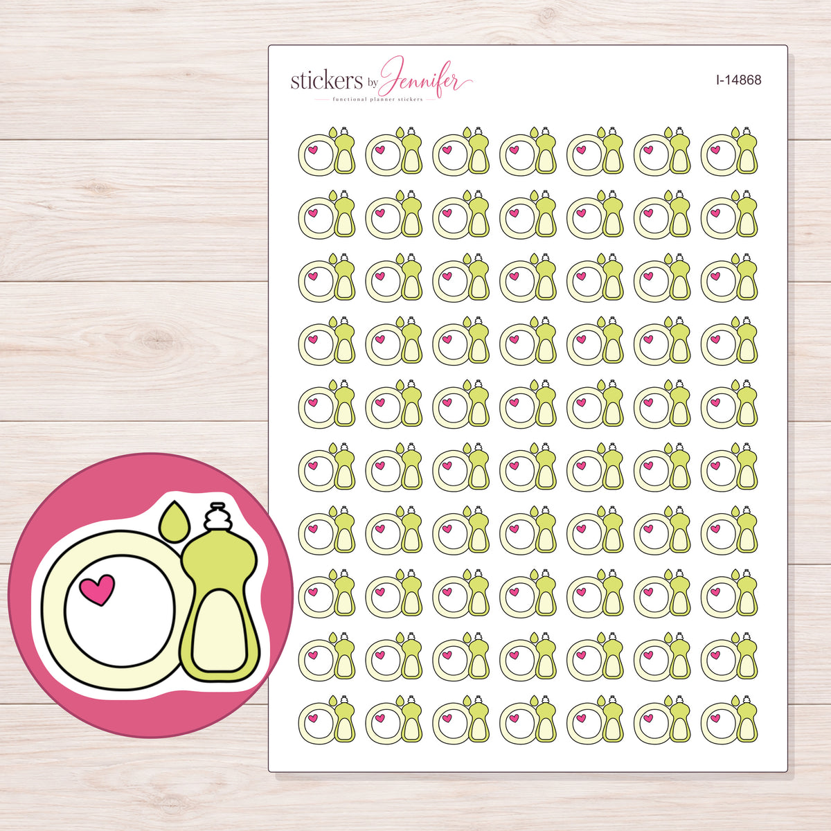 I-14868 planner sticker sheet with enlarged sticker detail