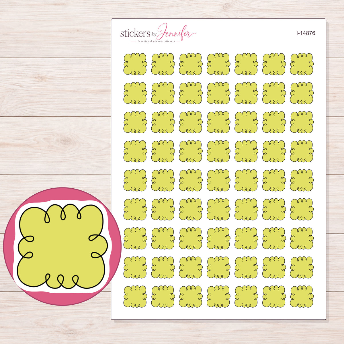 I-14876 planner sticker sheet with enlarged sticker detail