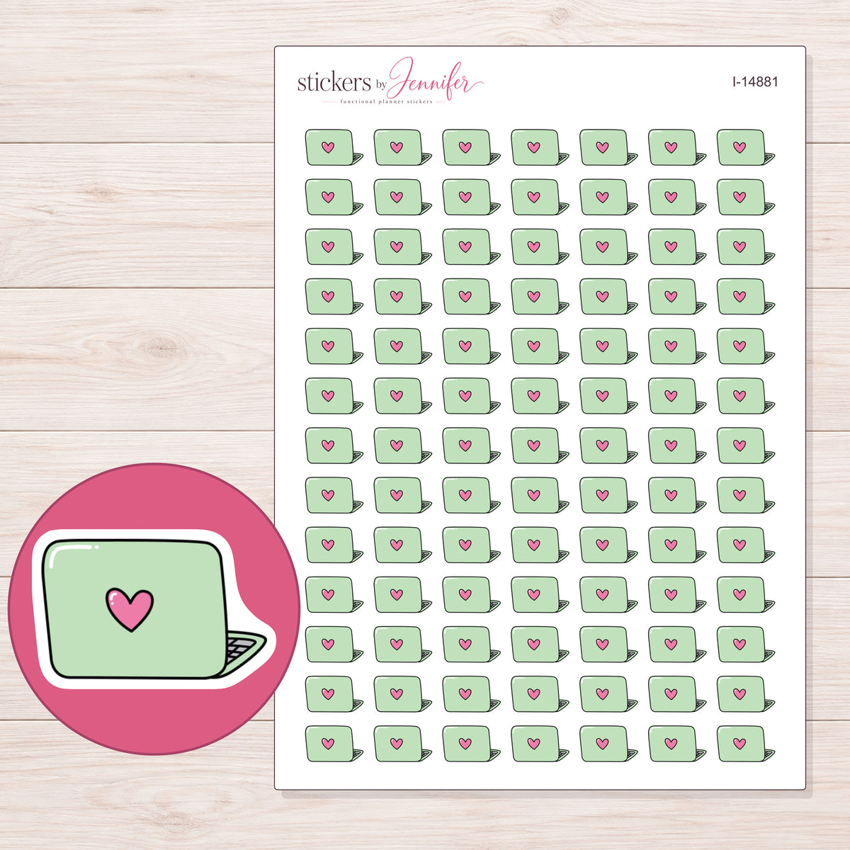 I-14881 planner sticker sheet with enlarged sticker detail