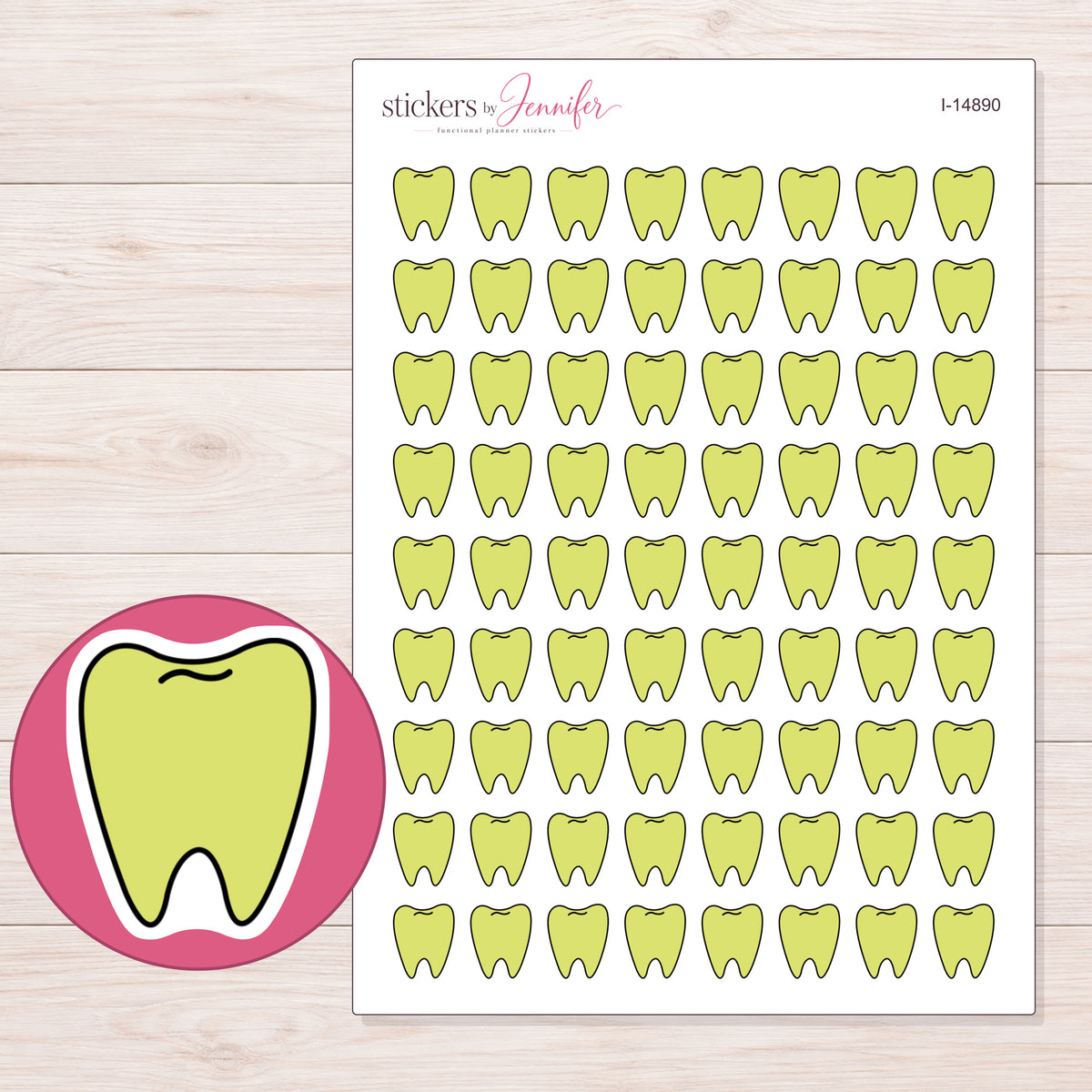 I-14890 planner sticker sheet with enlarged sticker detail