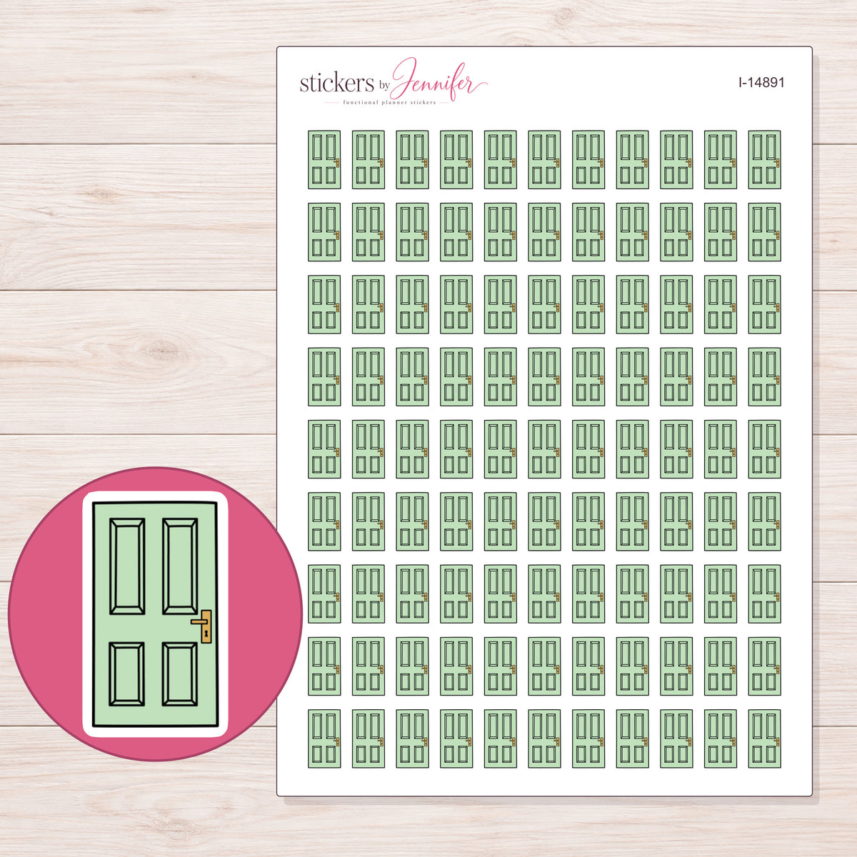 I-14891 planner sticker sheet with enlarged sticker detail