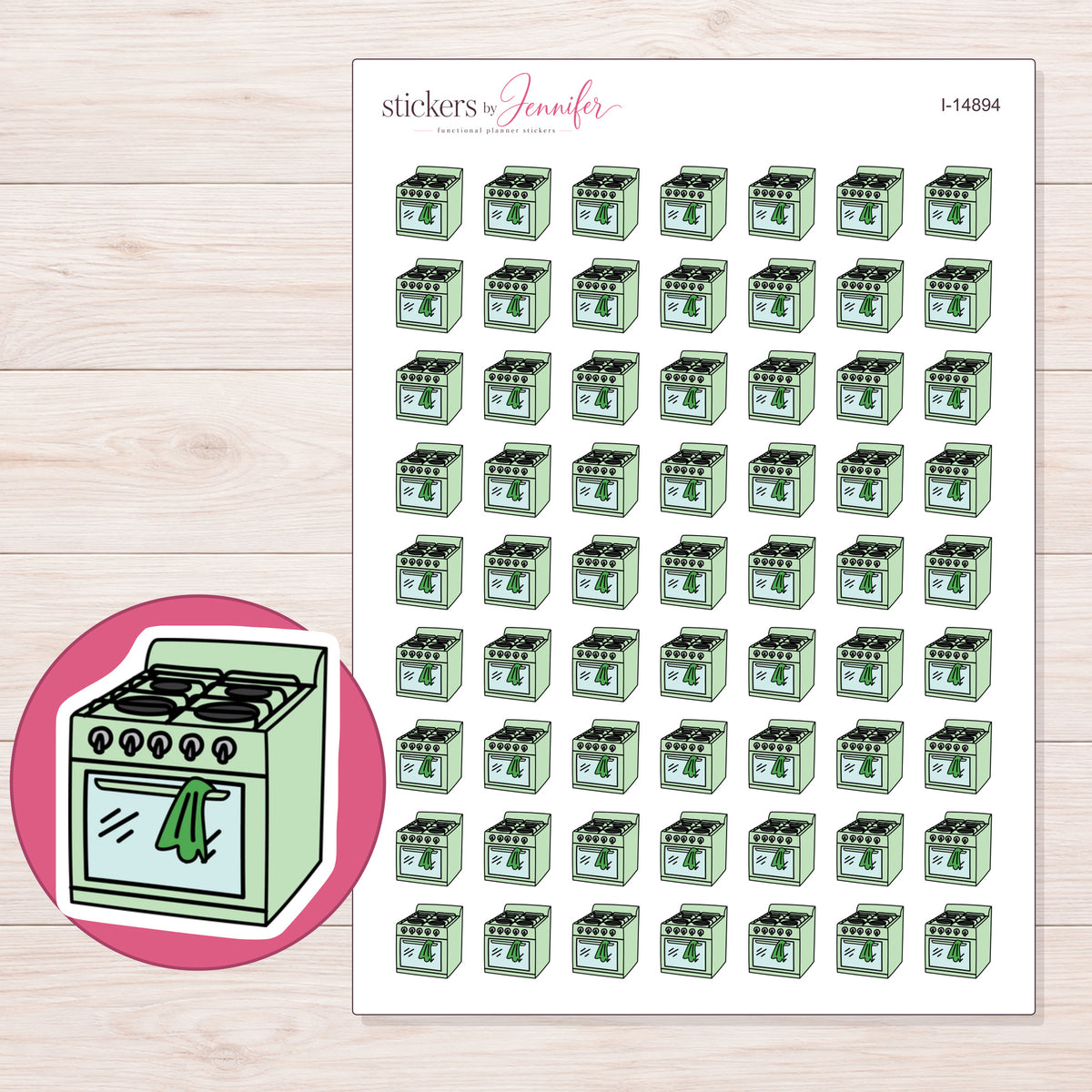 I-14894 planner sticker sheet with enlarged sticker detail