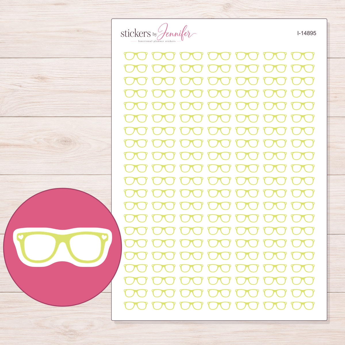 I-14895 planner sticker sheet with enlarged sticker detail
